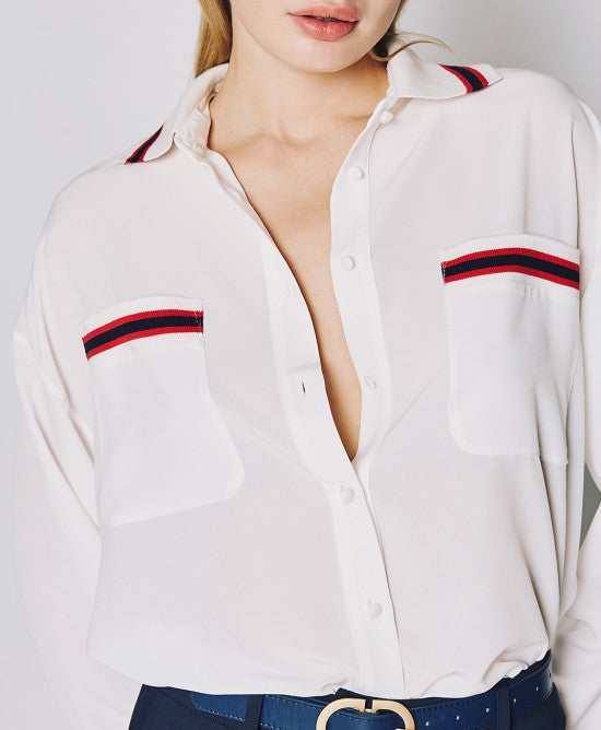 Access Fashion White Shirt With Ribbed Details