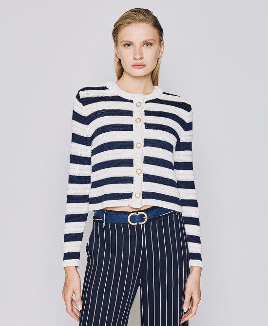 Access Fashion Navy Striped Cardigan