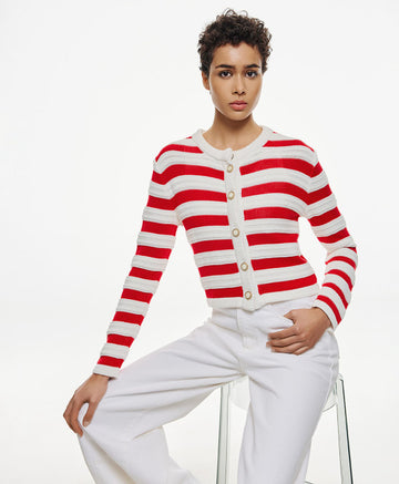 Access Fashion Red Striped Cardigan