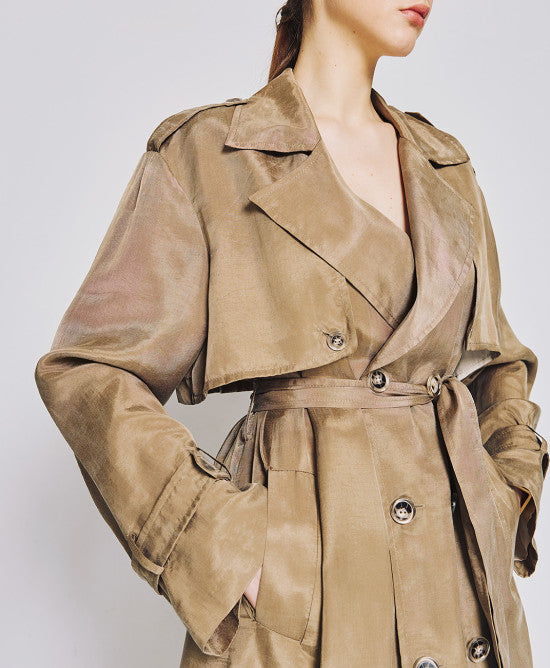 Access Fashion Olive Double-Breasted Trench Coat