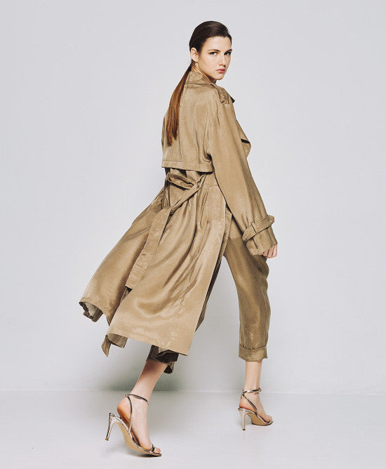 Access Fashion Olive Double-Breasted Trench Coat