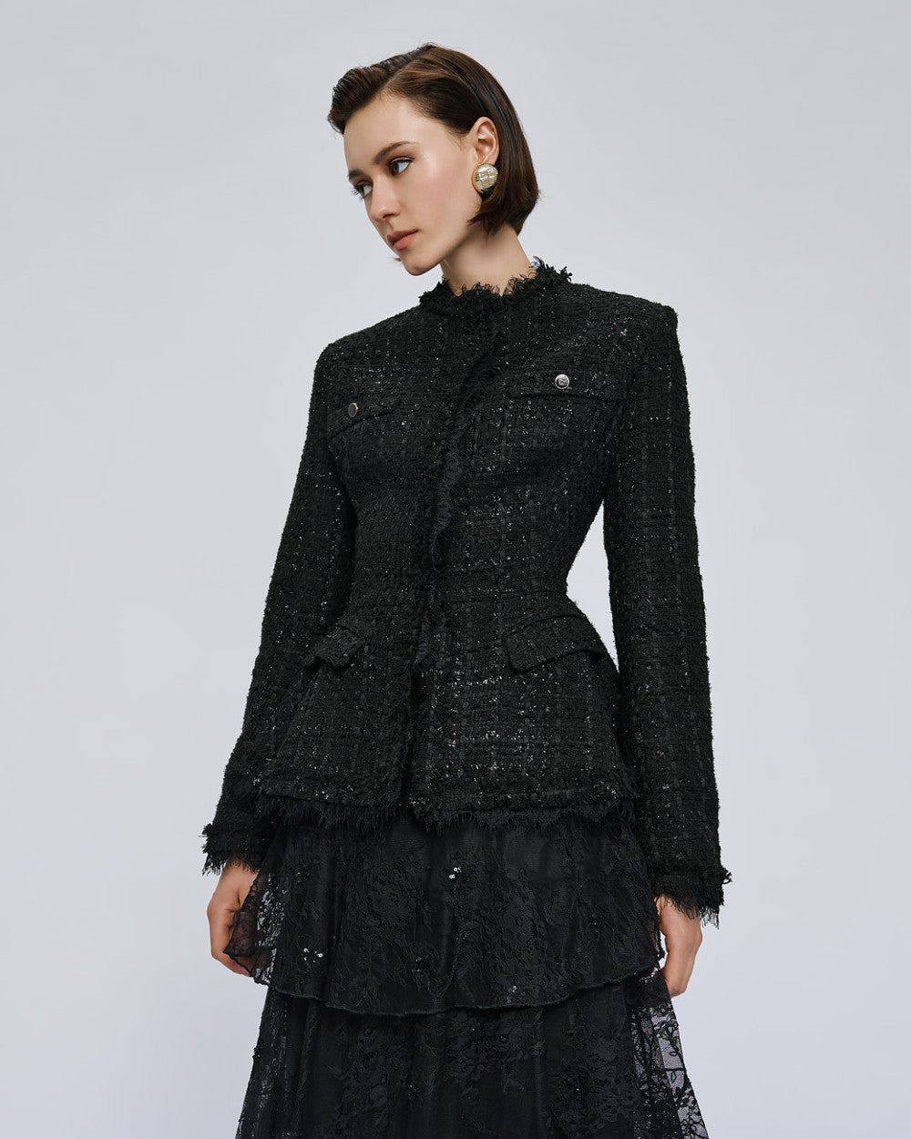 Access Fashion Black Tailored Tweed Blazer