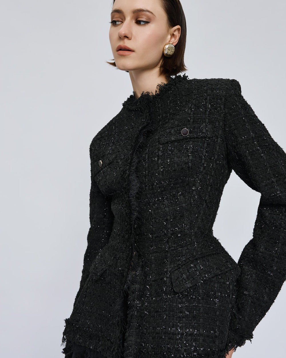 Access Fashion Black Tailored Tweed Blazer