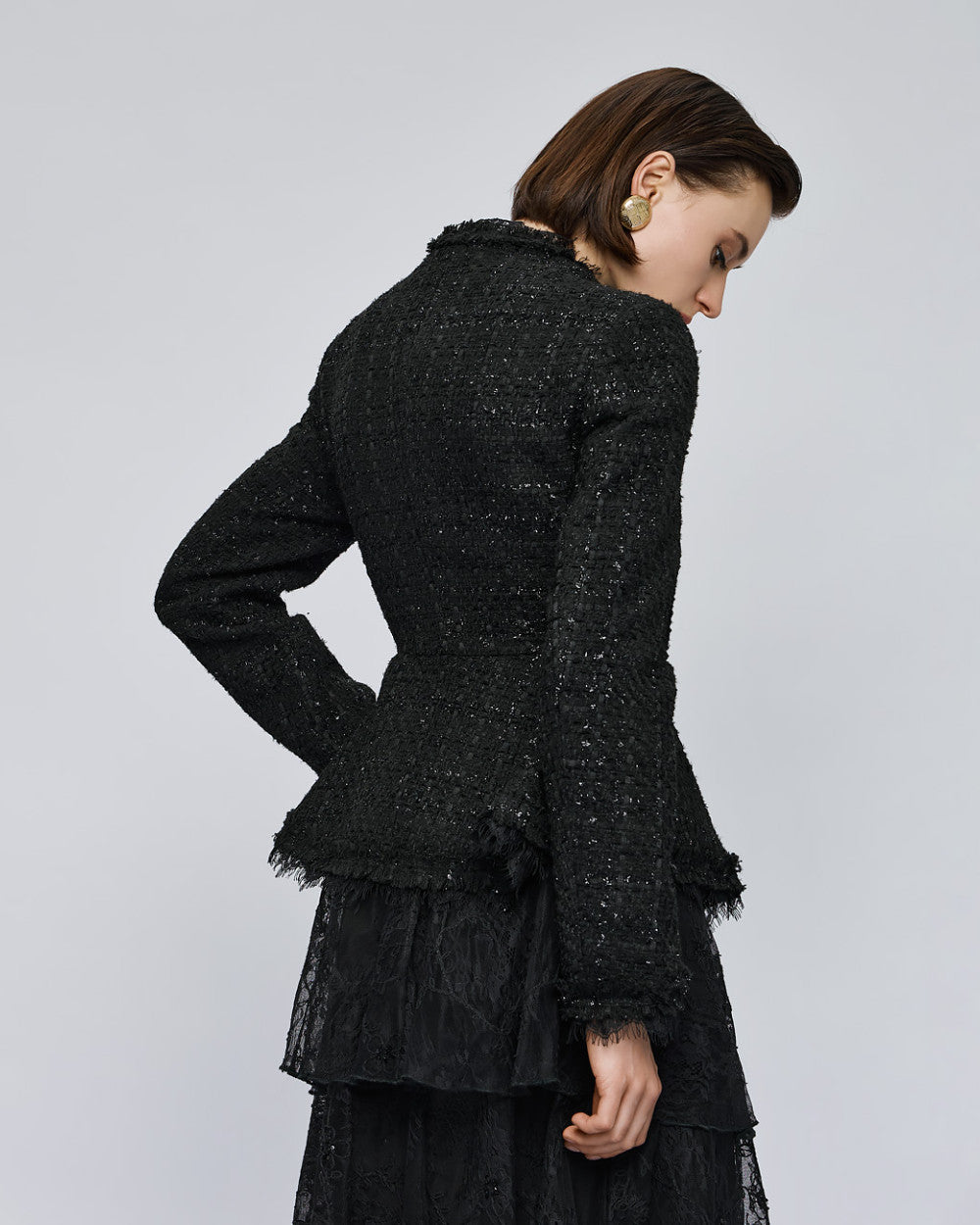 Access Fashion Black Tailored Tweed Blazer