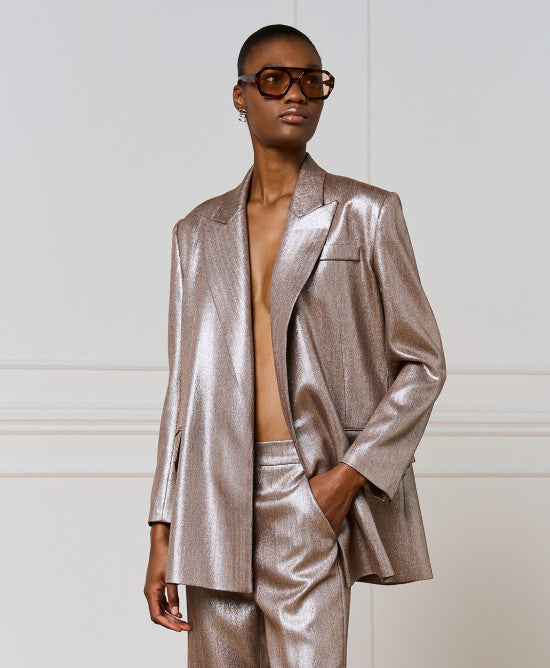 Access Fashion Long Metallic Blazer