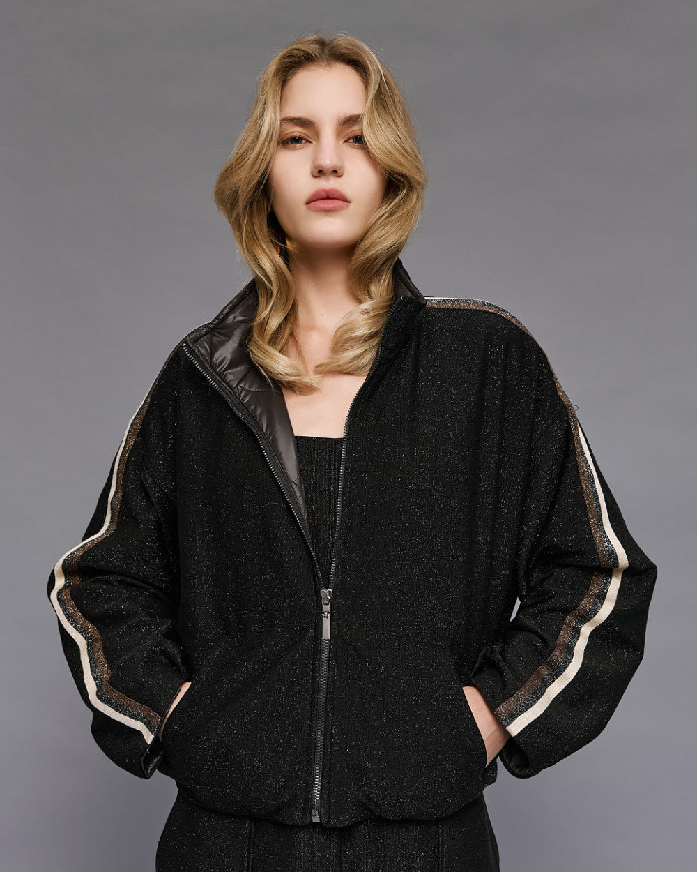 Access Fashion Double Face Black Bomber Jacket