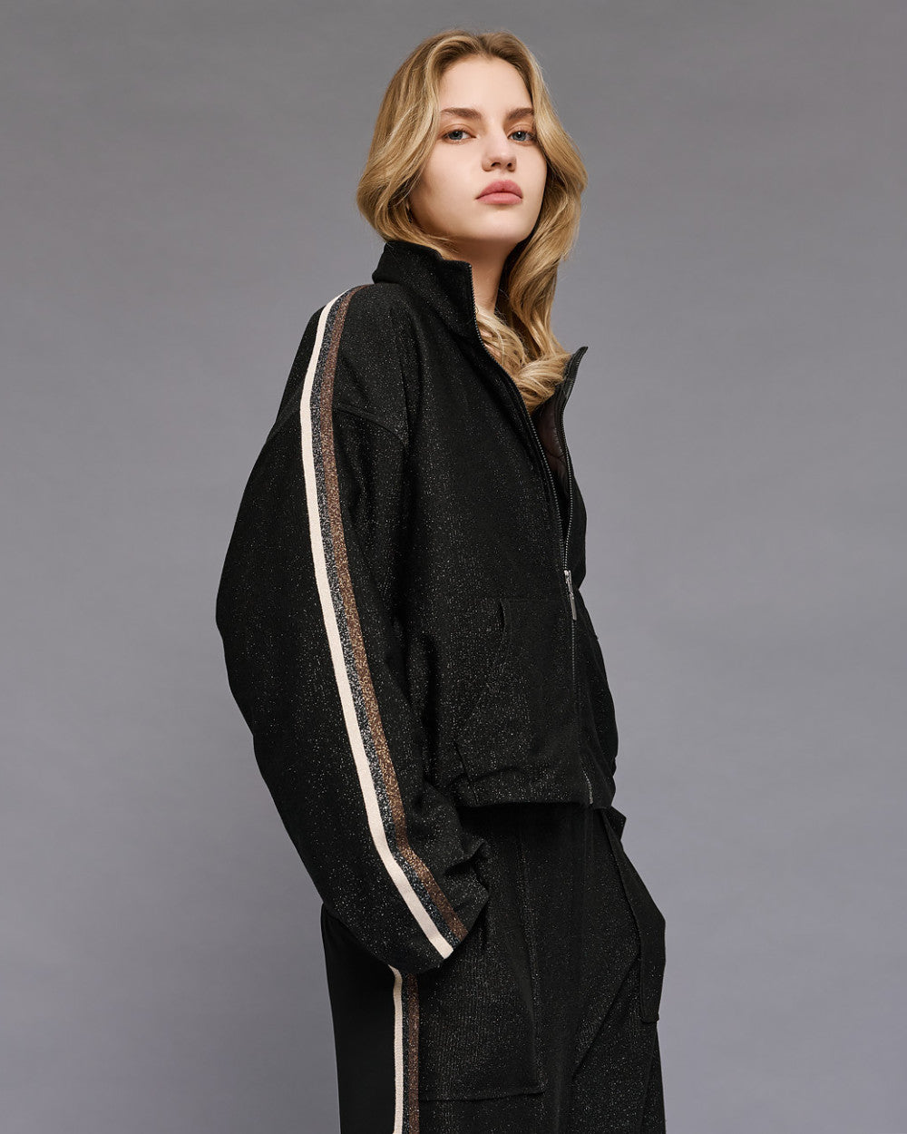 Access Fashion Double Face Black Bomber Jacket