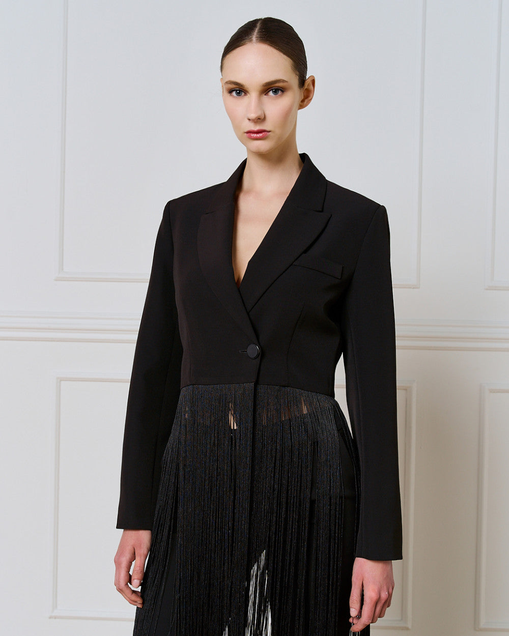 Access Fashion Cropped Blazer With Fringes