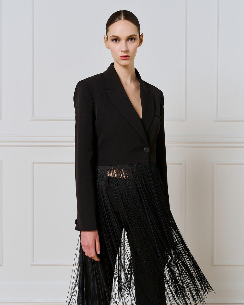 Access Fashion Cropped Blazer With Fringes