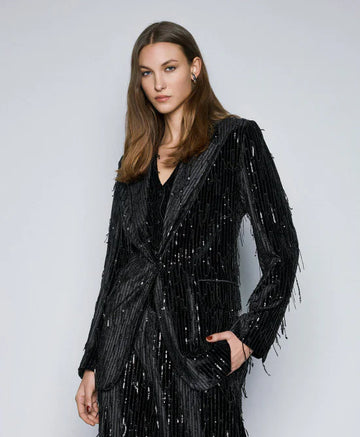 Access Fashion Velvet Blazer With Sequins