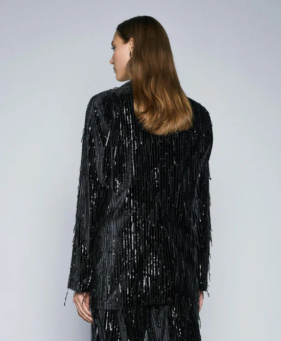 Access Fashion Velvet Blazer With Sequins