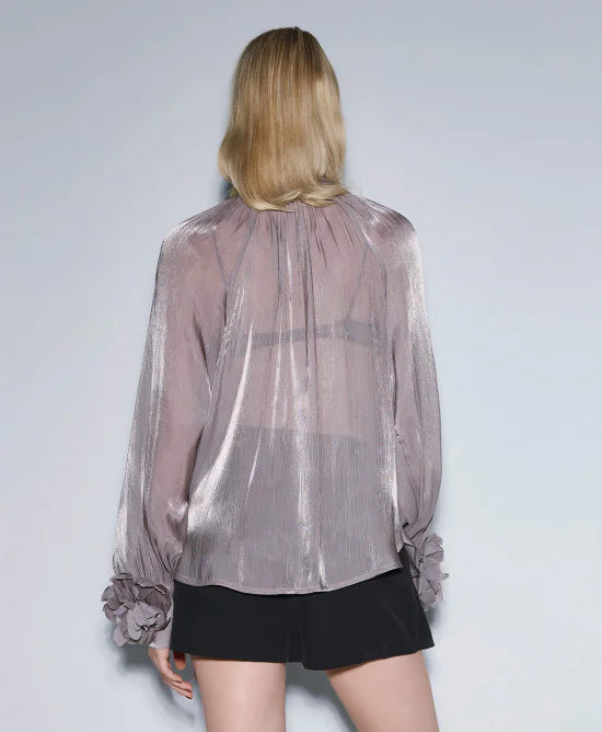 Access Shimmery Sand Blouse With Flowers