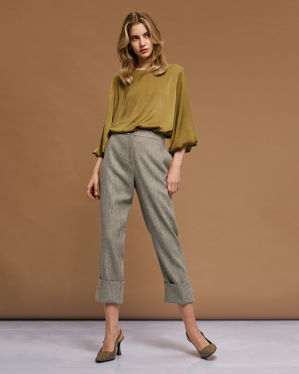 Access Fashion Satin Olive Blouse