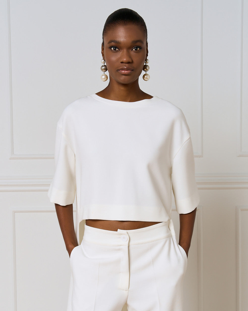Access Fashion Off White Asymmetrical Blouse