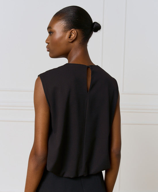 Access Fashion Pleated Black Top