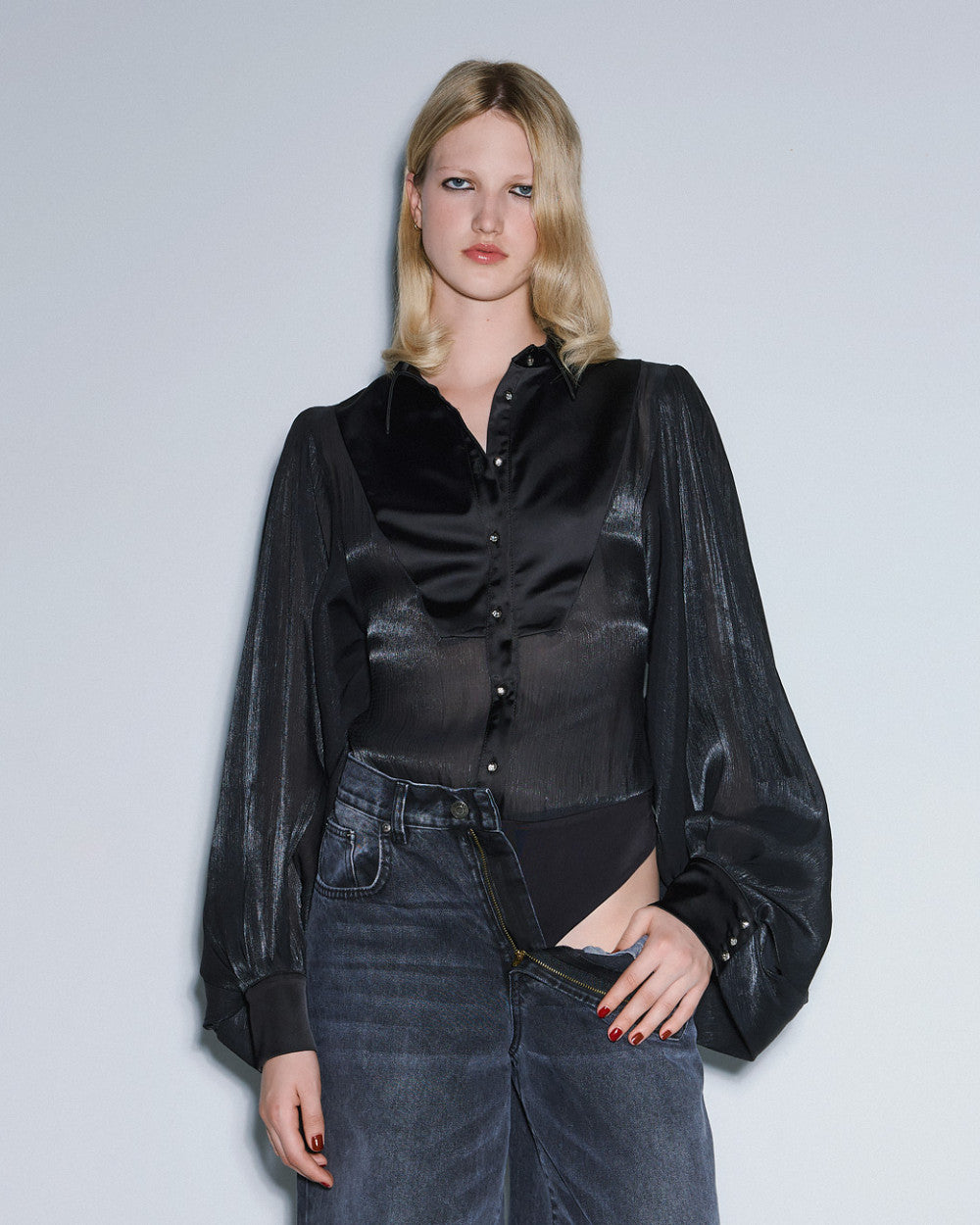 Access Fashion Black Bodysuit Blouse