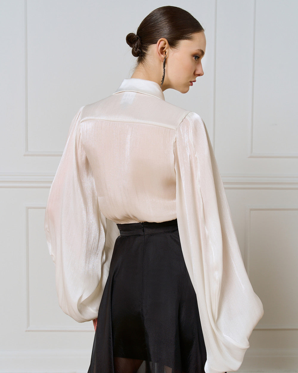 Access Fashion White Bodysuit Blouse With Satin Details