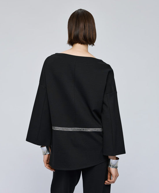 Access Fashion Black Boat With Boat Neck