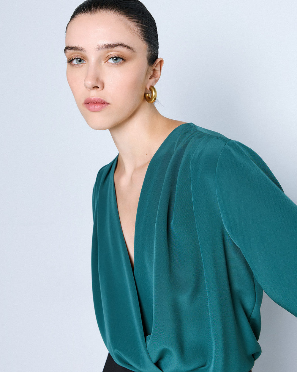 Access Fashion Blue Wrap Blouse