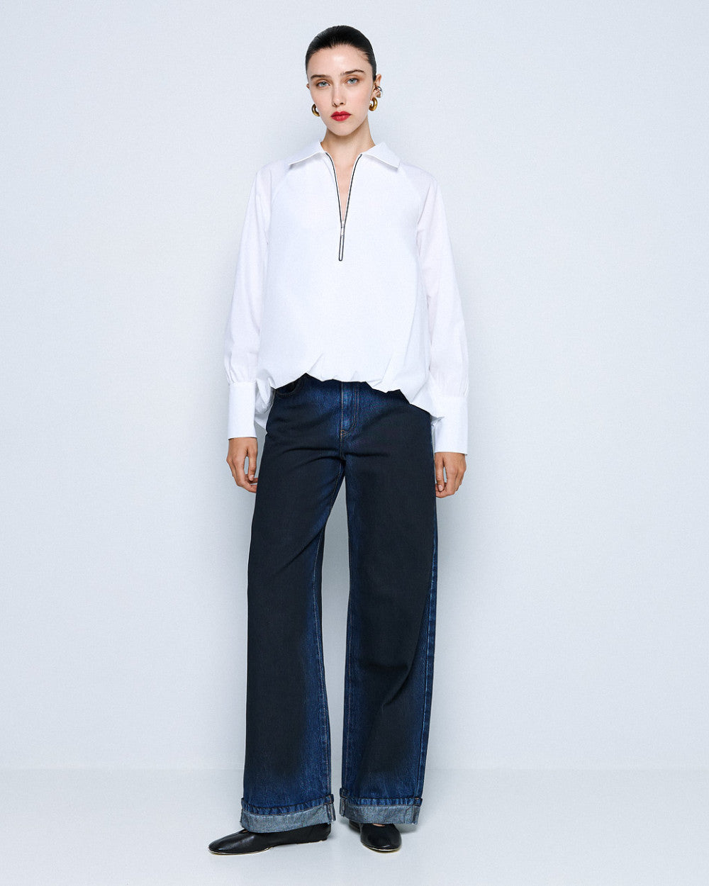 Access Fashion White Blouse With Collar &amp; Zip