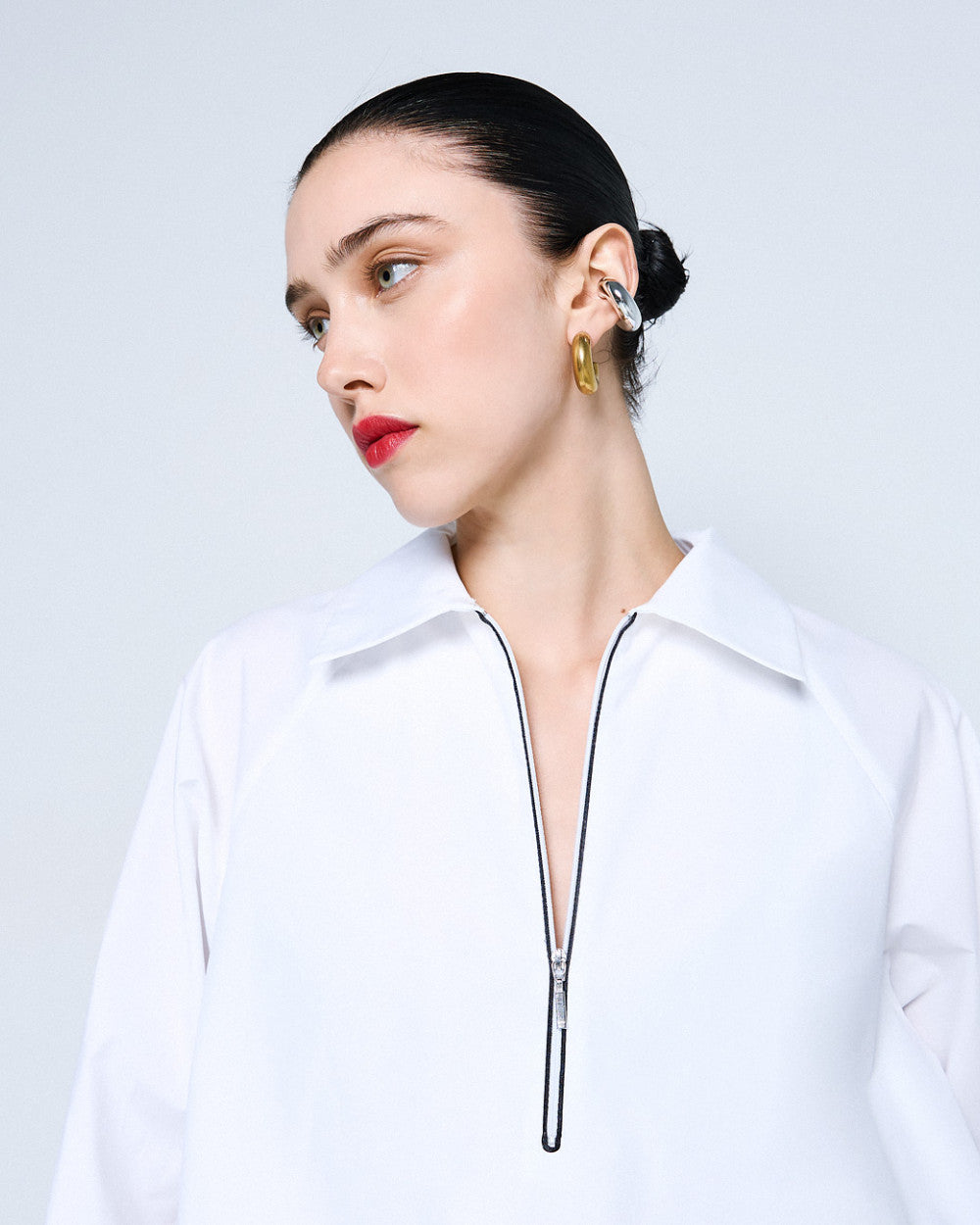 Access Fashion White Blouse With Collar &amp; Zip