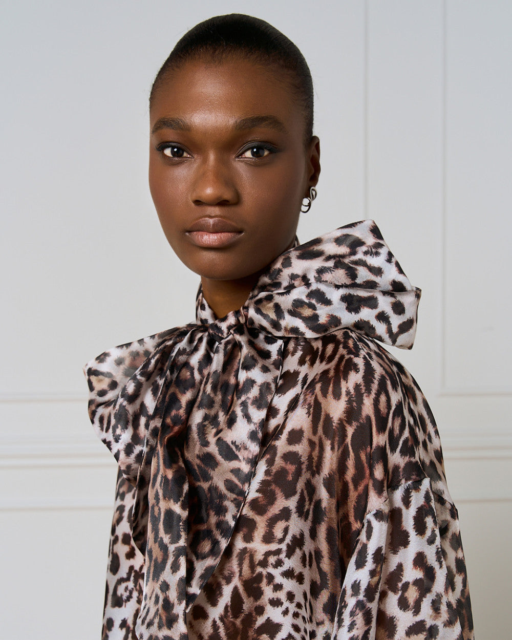 Access Fashion Leopard Blouse With Tie Neckline