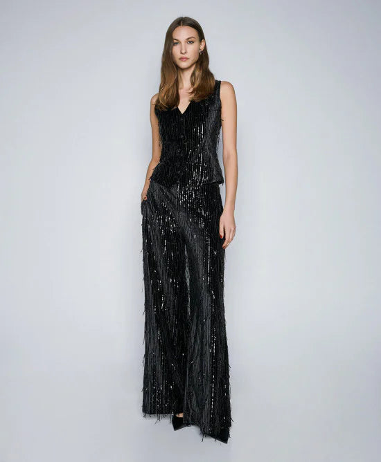 Access Fashion Velvet Vest With Sequins