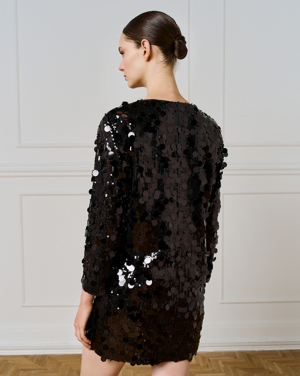 Access Fashion V Neck Black Mini Sequin Dress