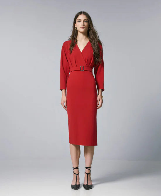 Access Fashion V Neck Red Dress