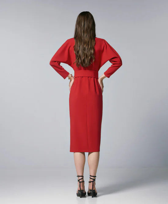 Access Fashion V Neck Red Dress