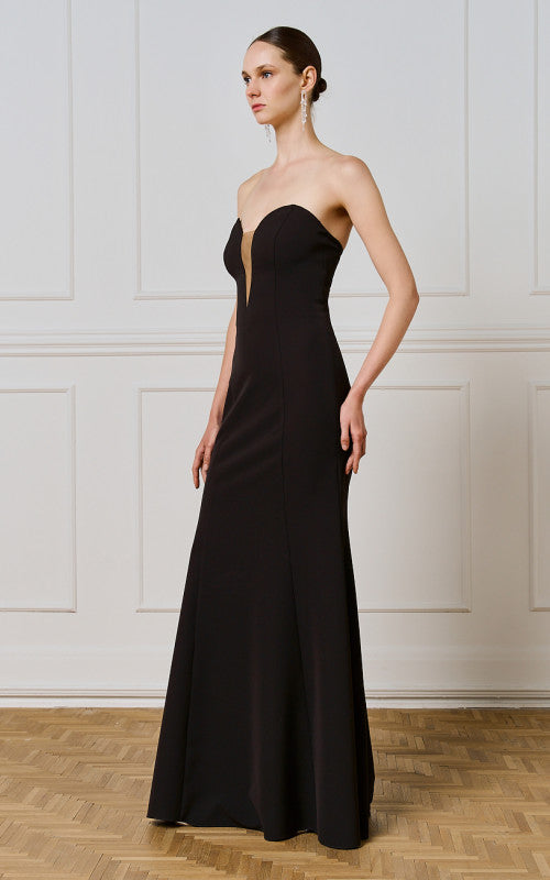 Access Fashion Strapless Lace Maxi Black Dress