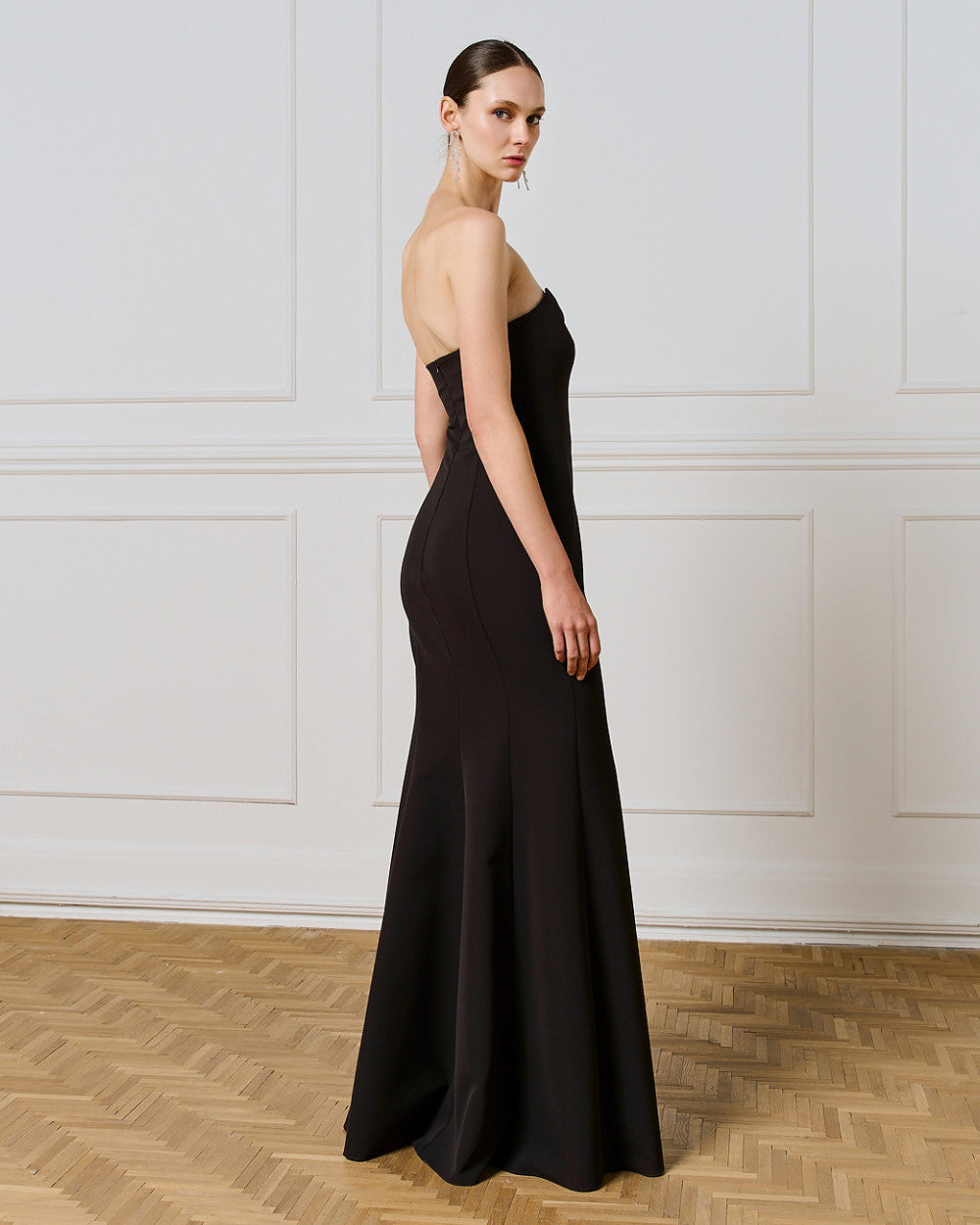 Access Fashion Strapless Lace Maxi Black Dress