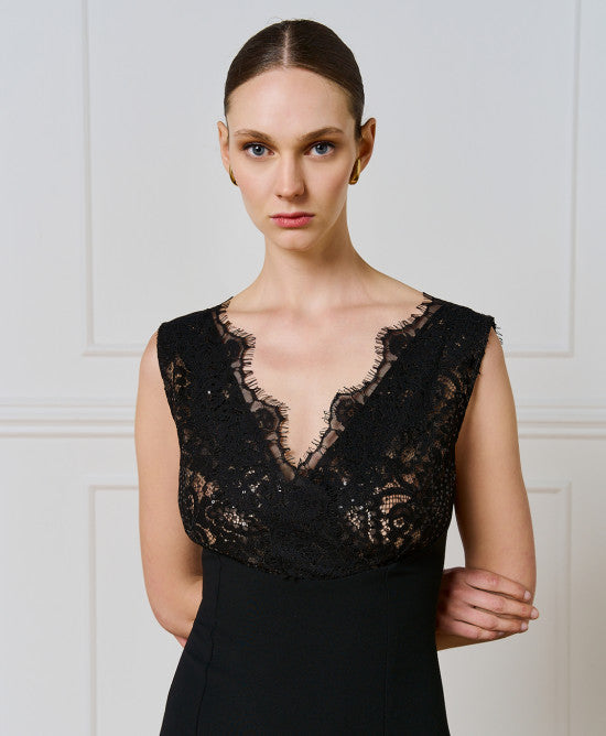 Access Fashion Midi Black Lace Dress