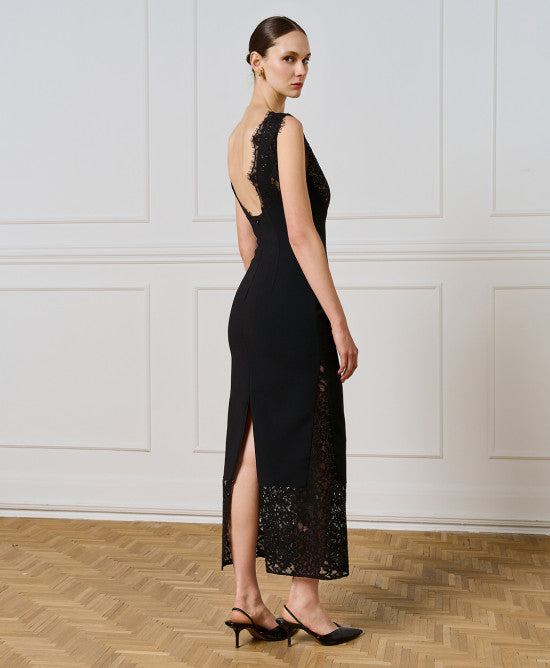 Access Fashion Midi Black Lace Dress