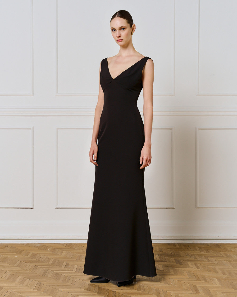 Access Fashion V Neck Maxi Black Dress