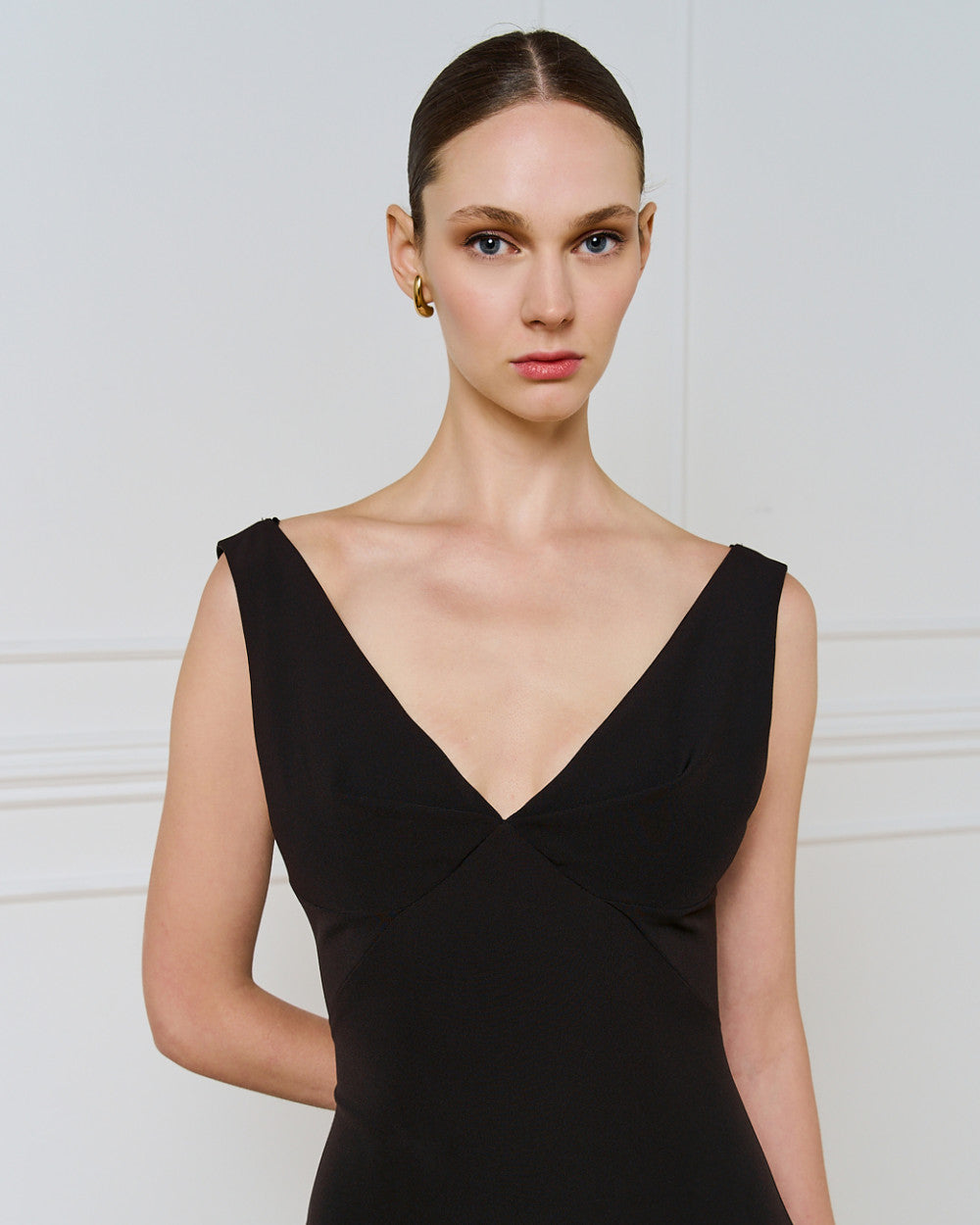 Access Fashion V Neck Maxi Black Dress