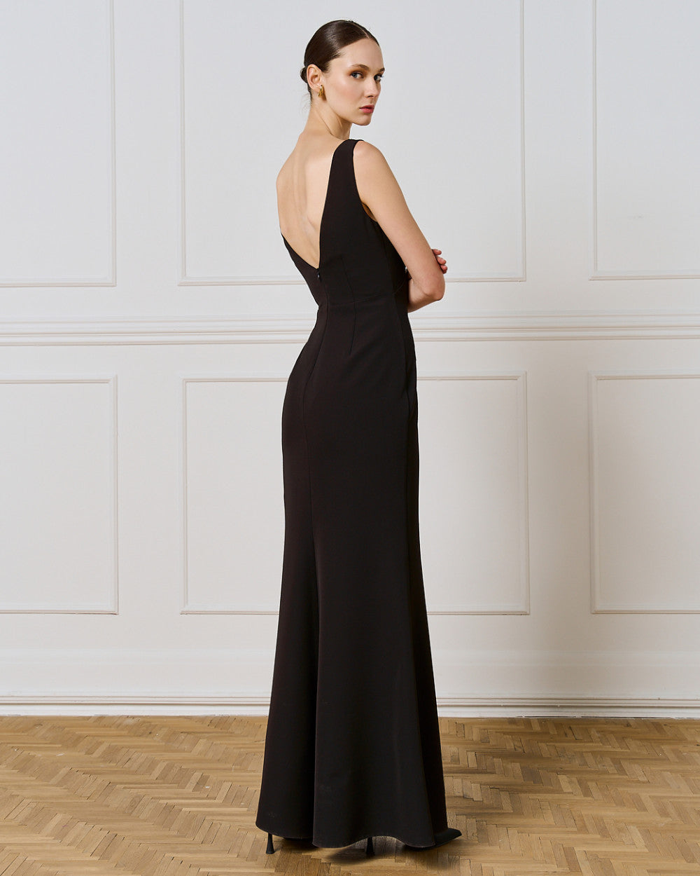 Access Fashion V Neck Maxi Black Dress