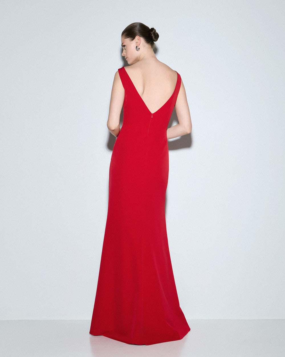 Access Fashion V Neck Full Length Red Dress