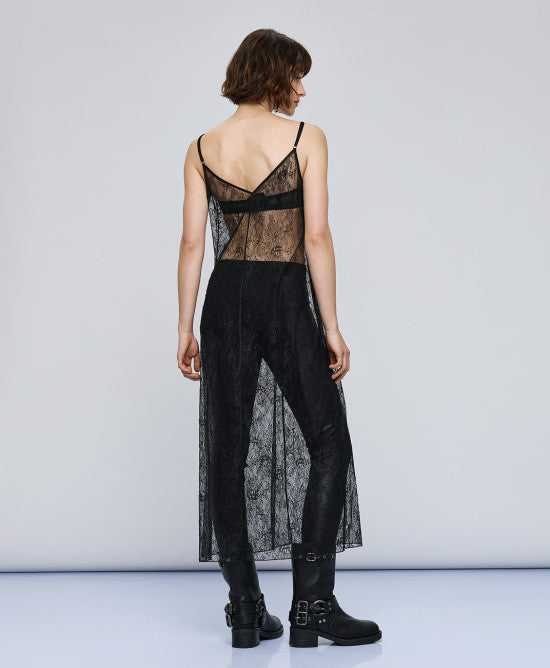 Access Fashion Black Lace Dress With Straps