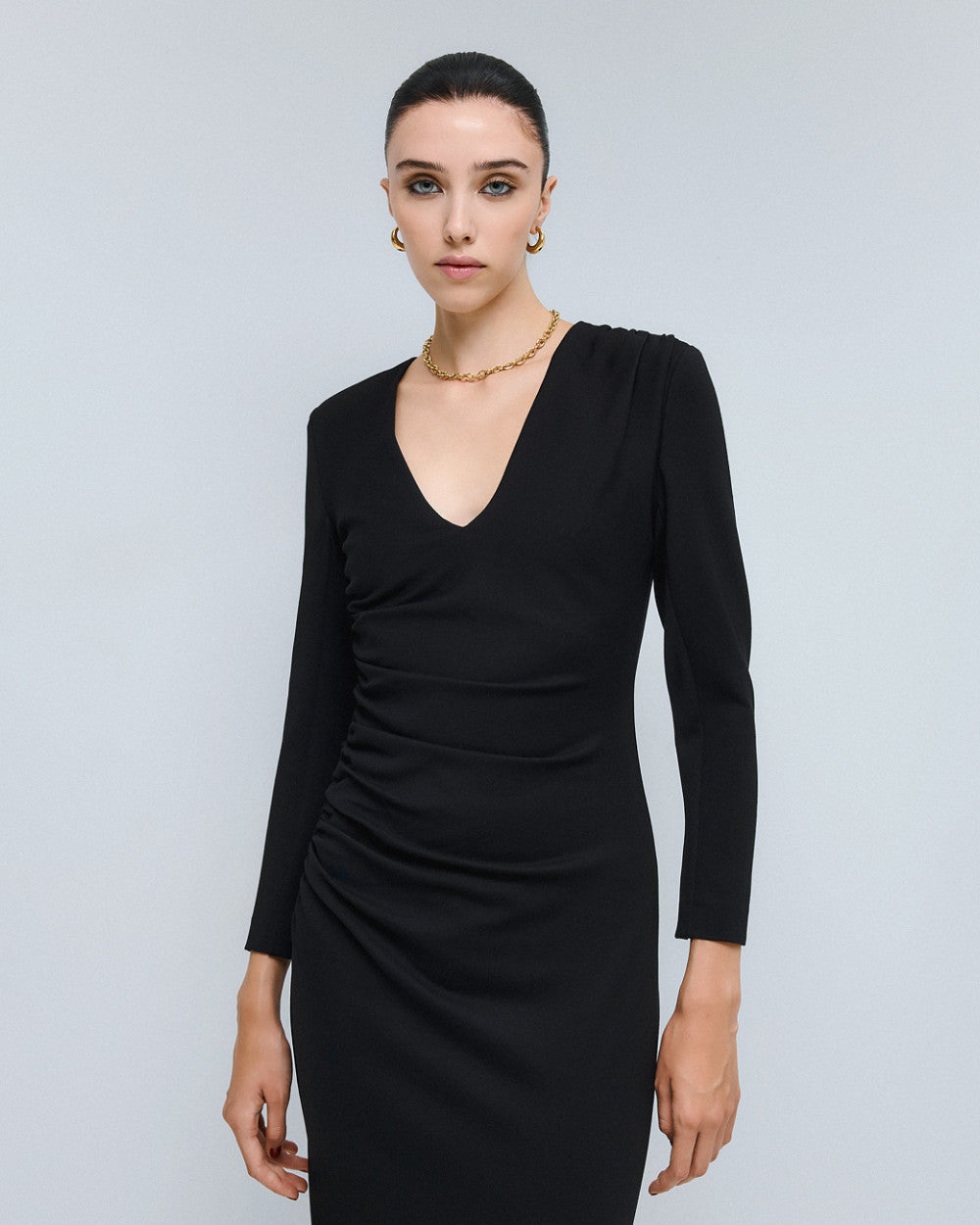 Access Fashion Black Ruched Dress