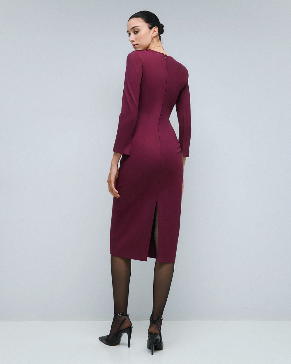 Access Fashion Wine Ruched Dress