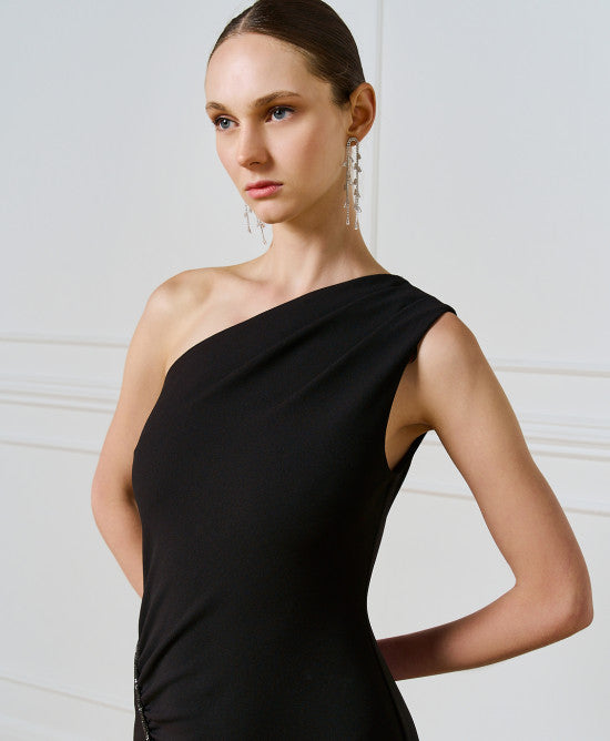 Access Fashion One Shoulder Black Dress