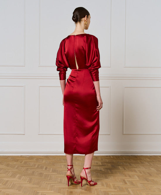 Access Fashion Satin Wrap Red Dress