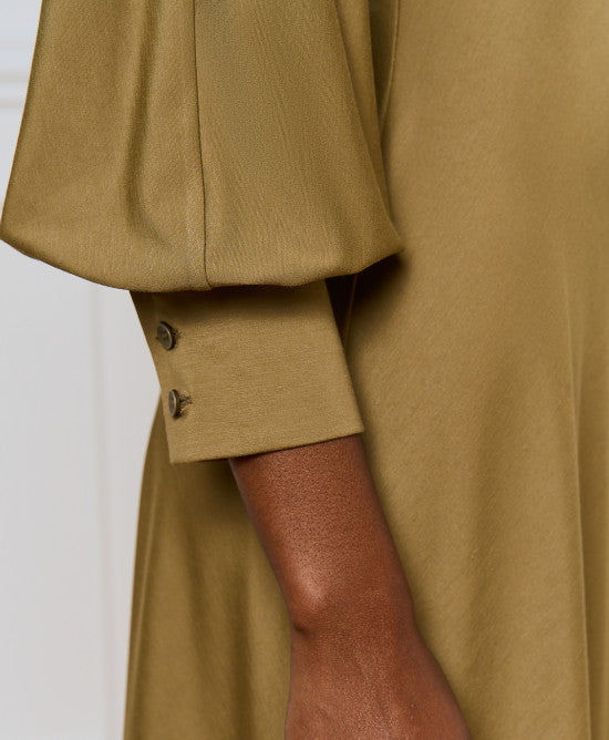 Access Fashion Maxi Olive Dress With Open Back