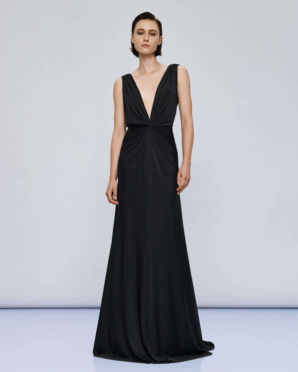 Access Fashion Maxi Black Dress With Tie Detailing &amp; Ruching
