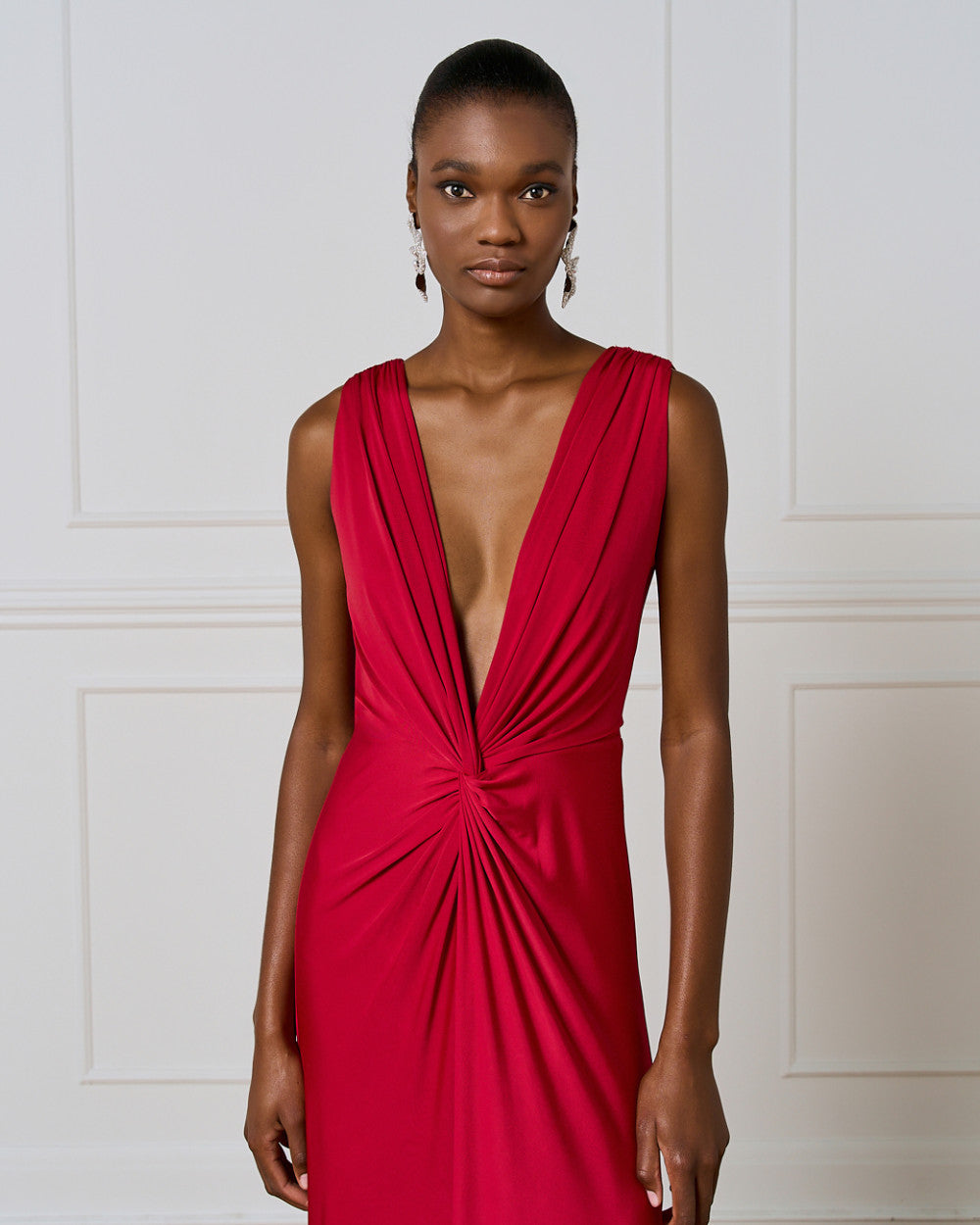 Access Fashion Maxi Cherry Red Dress With Tie Detail &amp; Ruching