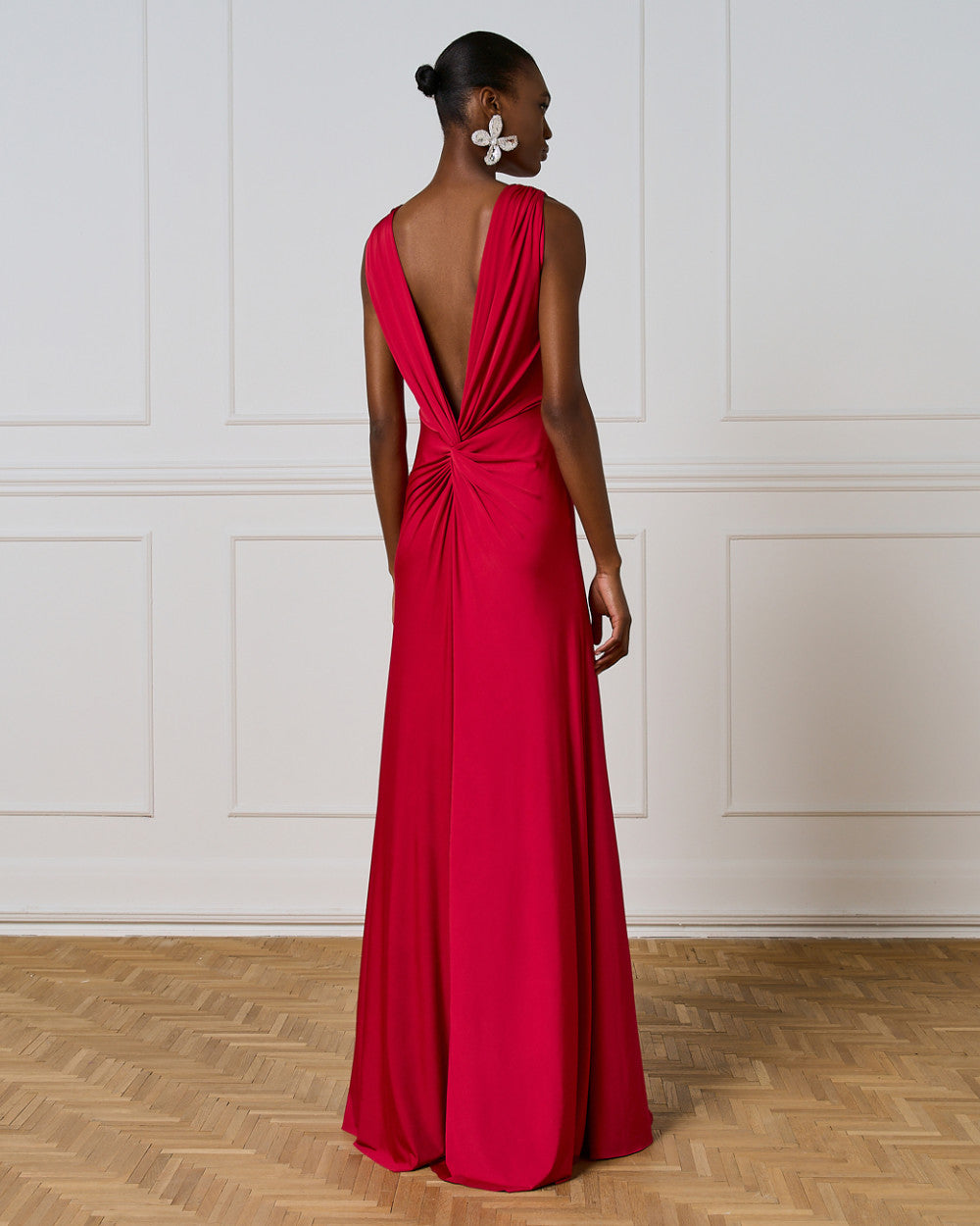 Access Fashion Maxi Cherry Red Dress With Tie Detail &amp; Ruching