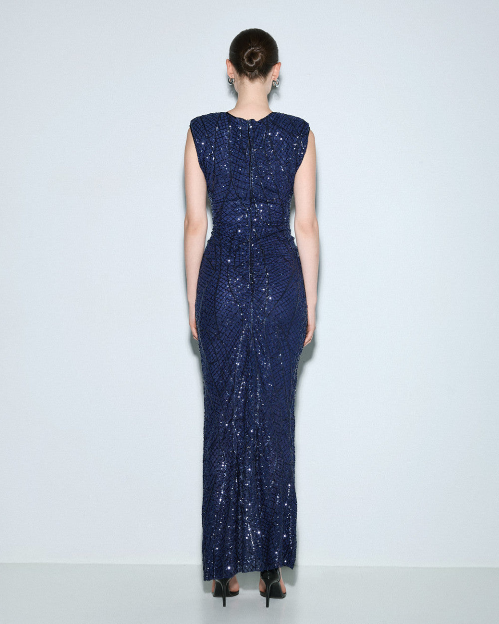 Access Fashion Sequin Navy Dress With Ruching
