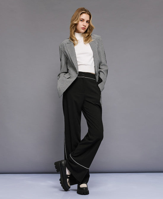 Access Fashion Black Trouser With White Piping
