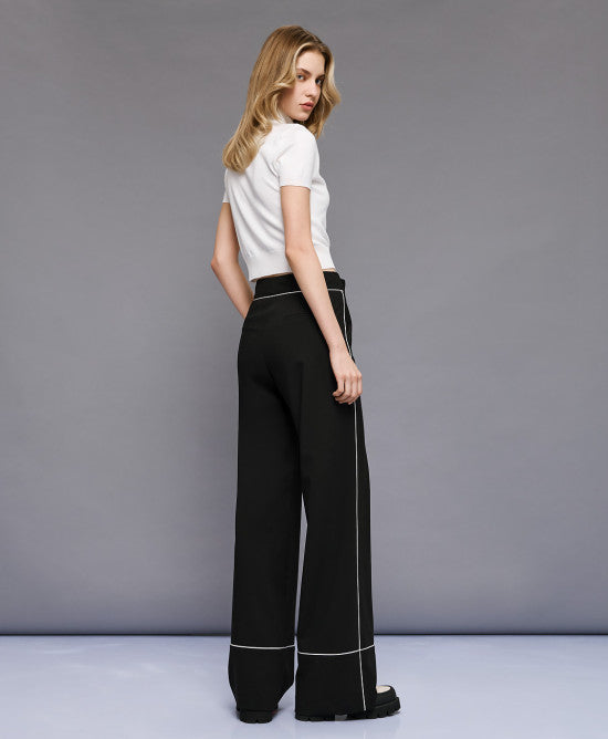 Access Fashion Black Trouser With White Piping